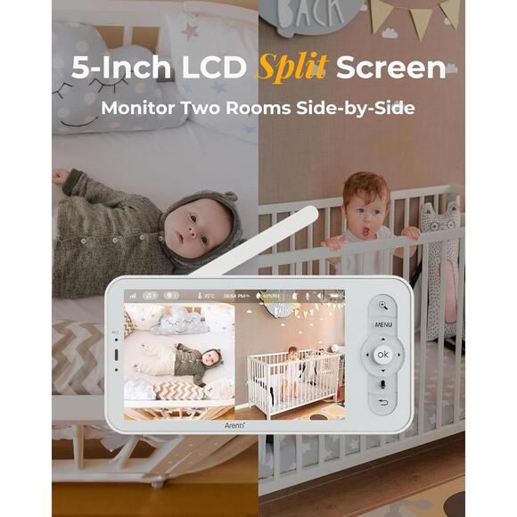 Baby Monitor 2 Cameras, 3MP Baby Camera 2Pack with 5-inch LCD Screen App Control - Picture 6 of 9